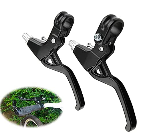 Image of QKTYB 1 Pair Bicycle Brake Levers Universal Full Aluminium Alloy BMX Brake Levers Hand Brakes for MTB/BMX Mountain Road Bike Bicycles Brake Handle 2.2cm Diameter (Black)