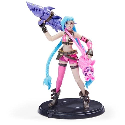 Image of League of Legends, Official 4-Inch Jinx Collectible Figure with Premium Details and 2 Accessories, The Champion Collection, Collector Grade, Ages 12 and Up
