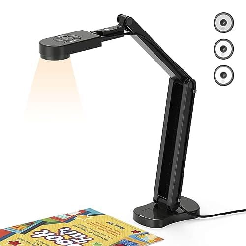 Image of THUSTAND 8MP Visualiser/Document Camera, Webcam 4K with A3 format, LED Light, Image Invert Function, Fold, Dual Microphones for Mac OS, Windows, Zoom, OBS work (black)