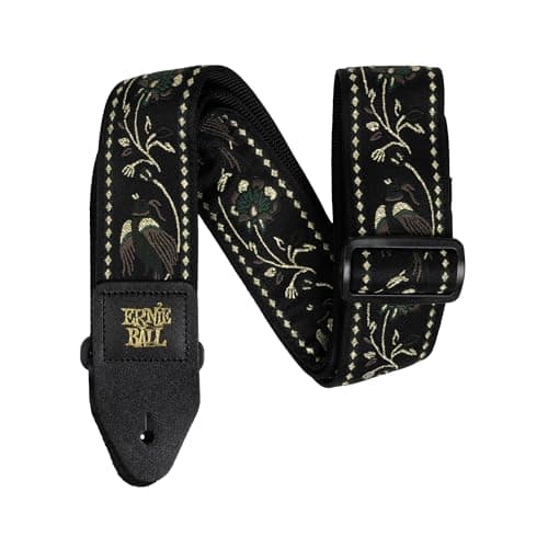 Image of Ernie Ball Jacquard Guitar/Bass Strap - Black Pleasant Pheasant