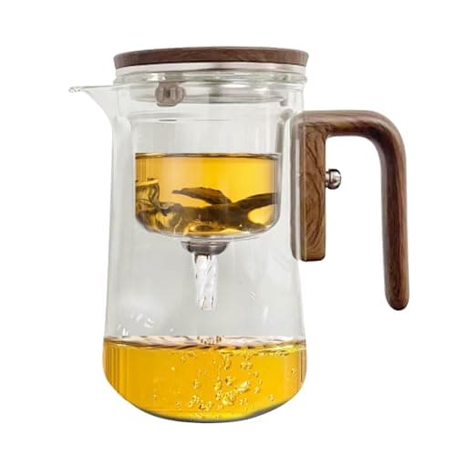 Image of Glass Teapot with Infuser & Magnetic Lid | Water Separation Design for Perfect Loose Leaf Tea | Heat-Resistant with Wooden Handle | Ideal for Home, Office & Gifting 600ml,800ml