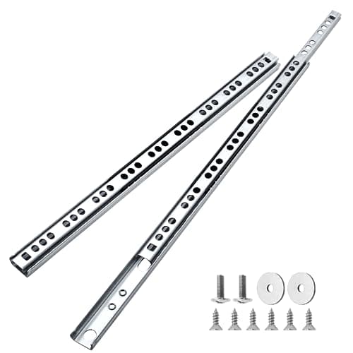 Image of Cjueiom 10 Pack 13 Inch / 310mm Drawer Slides Runners, Silver Ball Bearing Drawer Slides Rail Metal Two Way Slide Track Rail, 17mm Wide Keyboard Tray Runners for Grooved Drawers Cabinet Cupboard