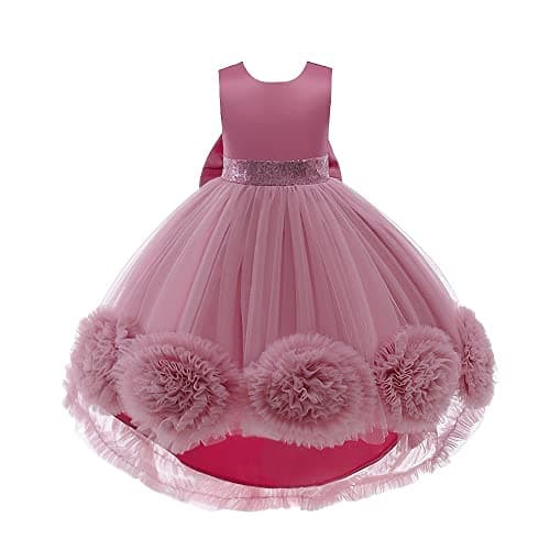 Image of Lito Angels Kids Flower Girl Bridesmaid High Low Dresses Wedding Party Outfit Fancy Ball Gown Occasion Dress Size 2-3 Years, Rose Pink (Tag Number 100)