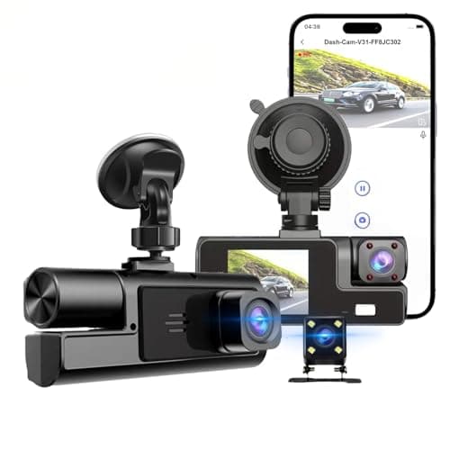 Image of Dash Cam for Cars Front and Rear 1080P Full HD 5GHz WiFi Dash Cams In Car Camera Three Lens Dashcams for Cars Front+Cabin+Rear Night Vision, 170°Wide Angle, Loop Recording
