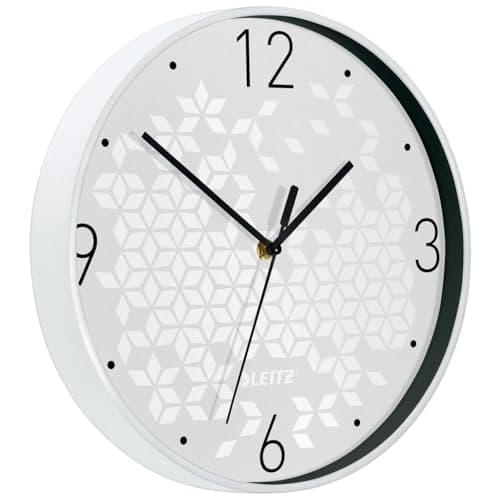 Image of Leitz WOW Quartz Wall Clock, Perfect for Office, Kitchen, Living room and Bathroom, 29 cm - White