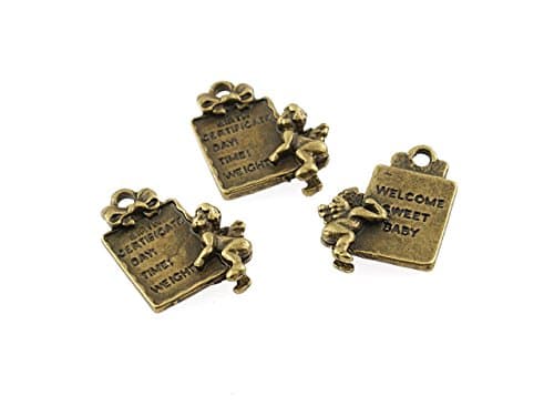 Image of 4 Angel With Sign in Antique Bronze with Birthday Chalkboard Vintage Parts DIY Jewelry