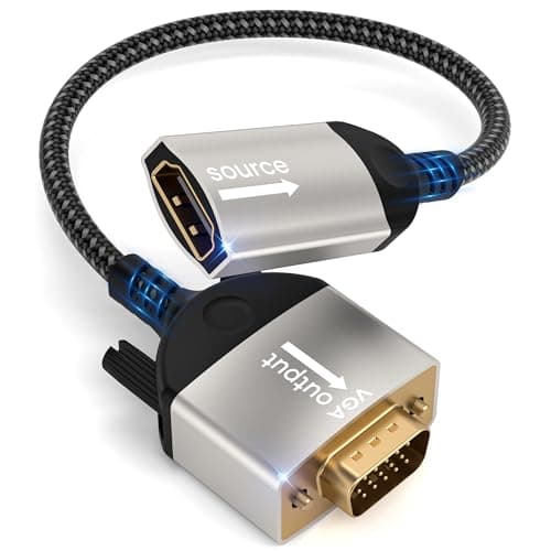 Image of Lumivtx HDMI to VGA Adapter,HDMI Female to VGA Male Adapter,Nylon Braided 1080p Unidirectional HDMI Computer to VGA Monitor/TV Adapter for Laptop,PC,TV Stick,HDTV,DVD Player,Monitor,Projector