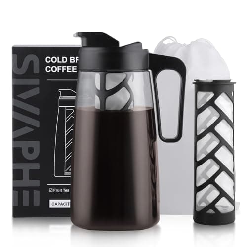 Image of Sivaphe 64oz Cold Brew Coffee Maker with Reusable Mesh Filter, Lightweight Iced Coffee and Tea Maker with Flip Cap Lid and Spout,100% Leak-Proof,BPA Free Tritan,2L