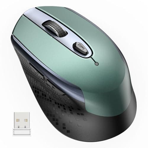Image of cimetech Wireless Mouse, 6 Buttons Mouse Silent Efficient Design, Suitable for Hand Size & Comfortable Grip, Office Mouse for Laptop PC Computer Tablets Windows Linux, 3 Adjustment Levels, Green