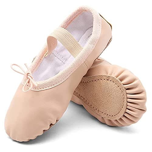 Image of TETSUO Girls Ballet Shoes, Ballerina Slippers Dance Flats for Kids, Toddlers Dancing, Yoga Soft Gymnastic Light Pink