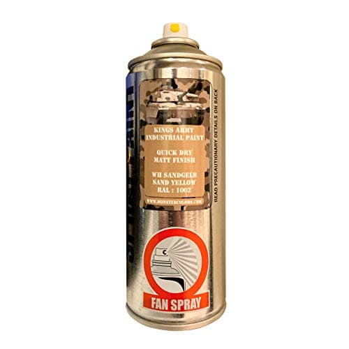 Image of Kings Army Sand Yellow Ral Colour 1002 Acrylic Matt Spray Paint 400ml, Military Vehicle, Airsoft, Paintball, Rc Model, Fishing, Wargames Miniature Modelling