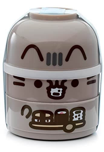 Image of Puckator Pusheen the Cat Stacked Round Bento - Lunch Box for Adults and Kids with Compartments - Snack Box - Food Containers With Lids - Stackable Snack Pots For Kids - Meal Prep Container - Lunchbox