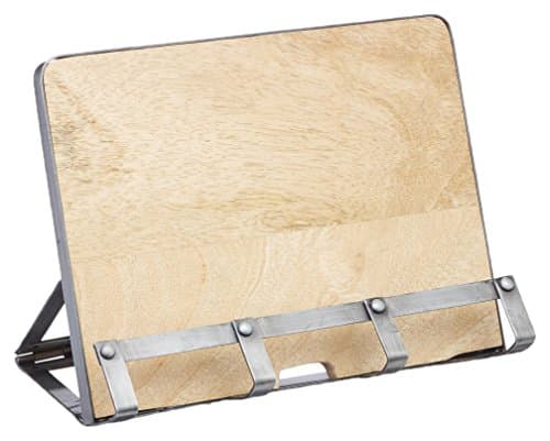 Image of KitchenCraft Industrial Kitchen Metal/Wooden Cookbook Stand & Tablet Holder, 26 x 21 cm (1” x 8.5”)