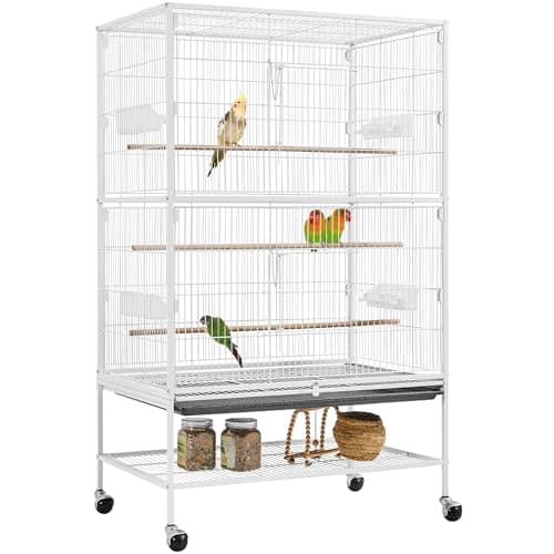Image of Yaheetech 132cm Large Parrot Bird Cage for Cockatiel Lovebird Durable Frame With Perch Stand and Wheels White