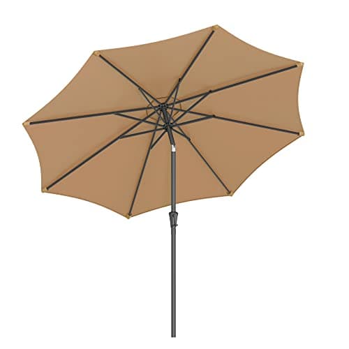 Image of SONGMICS 3 m Garden Parasol Umbrella, UPF 50+, Sun Shade, 30° Tilt in 2 Directions, Crank Handle for Opening and Closing, for Outdoor Gardens Pool Balcony Patio, Base Not Included, Taupe GPU30BRV1