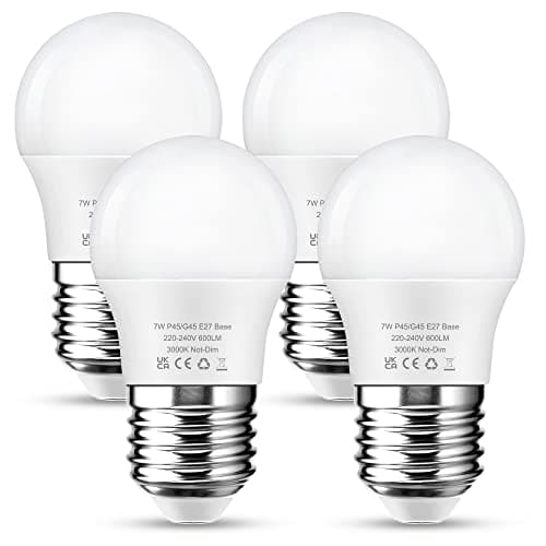 Image of Flaspar 7W (60W Equivalent) E27 LED Bulb, Warm White 3000K, 600LM, G45 Golf Ball Bulb, Energy Saving, Not-Dimmable, 4 Pack