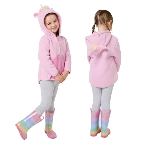 Image of Snuggz Unicorn Zip Fleece Jacket – Soft Zip-Up Unicorn Fleece Jacket for Children Cosy Everyday Outerwear with Hood & Pockets Warm Lightweight Layer for School Playtime & Outdoor Use - Kids 5-6 Years