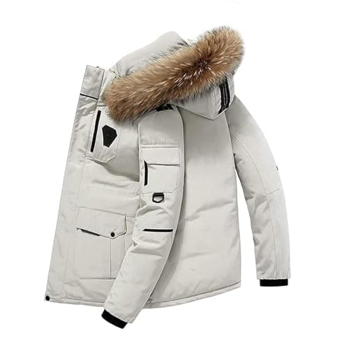 Image of Men's Down Jacket Big Goose Autumn and Winter Thickened Coat Canada Style Warm Snow Coat,White,XL