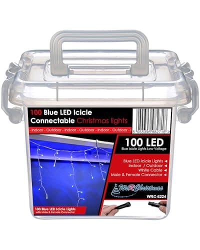 Image of WeRChristmas 100 Connectable Icicle LED String Lights with 2 Pin Male and Female, 2.3 m - Blue