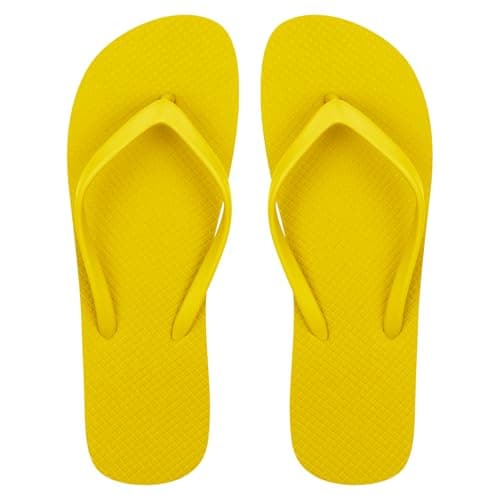 Image of Aomig Unisex Flip Flops Ladies Girl Men Flatform Beach Flip-Flop Slim Rubber Flip Flops Women's Yoga Mat Comfortable Beach Platform Sandals Slip-Resistant Flat Flip Flops(Yellow-UK Size-7-7.5)