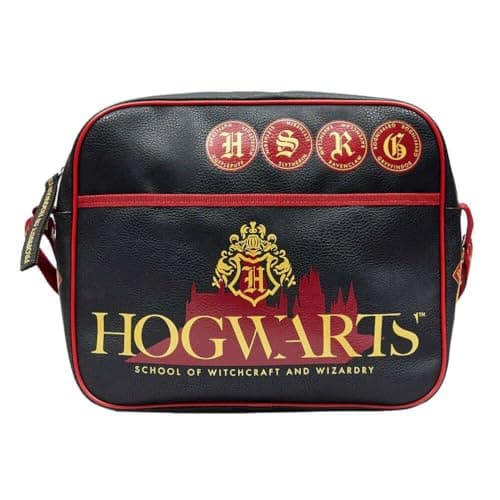 Image of Harry Potter Hogwarts and Platform 9 3/4 Icons Black Messenger Bag Courier Shoulder Handbag