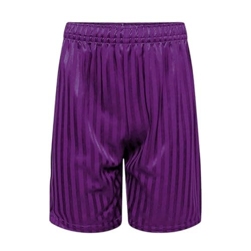 Image of Hiffy Boys Girls PE Shorts School Games Gym Football Shadow Stripe Purple (UK, Age, 11 Years, 12 Years, Regular, Purple)