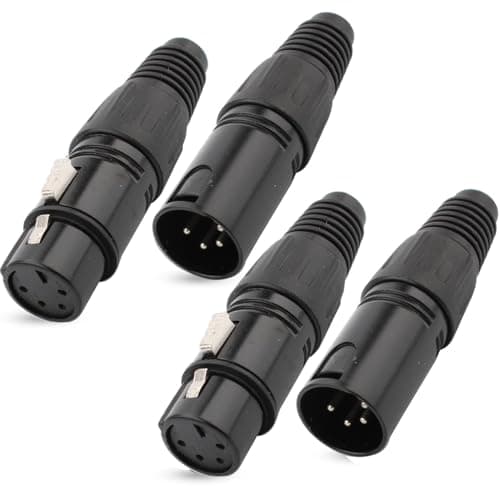 Image of RUNCCI-YUN 4PCS 4 Pin XLR Solder Connector,2 Male and 2 Female XLR Mic Plug Audio Socket Jack Stereo Black housing