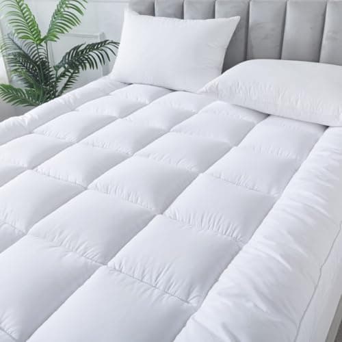 Image of 4All Microfibre Mattress Topper – 10cm Thick Quilted Bed Topper, 1400gsm Filling, Extra Soft & Breathable, Deep Cushion Support, Hypoallergenic with Secure Corner Straps (Super King 182x200cm)