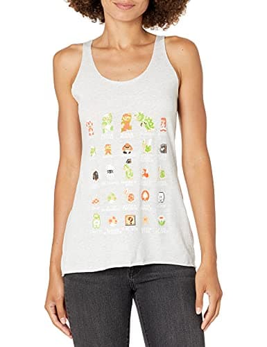 Image of Nintendo Ladies Pixel Cast T-Shirt - Heather White - Large, Mottled White, Large