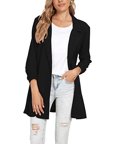 Image of MINTLIMIT Womens Casual Blazer Long Sleeve Work Office Long Jacket Blazers (Black, Medium)