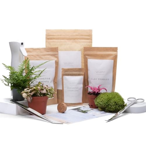 Image of DIY Terrarium Kit for Closed Terrarium Projects, Suitable for Glass Containers up to 5 Litres, Starter Set for Garden in Bottle, Includes Core Layering Materials (With Tools, Kit Only)