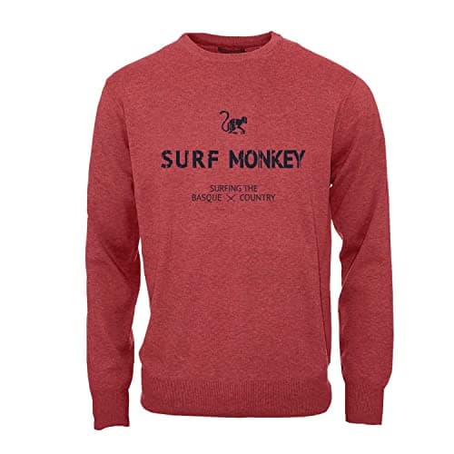 Image of DRESSED IN MUSIC PLAY WITH ME Men/women Classic Crew Neck Sweatshirt - Organic Cotton Surf Monkey® Sweatshirt, red, L