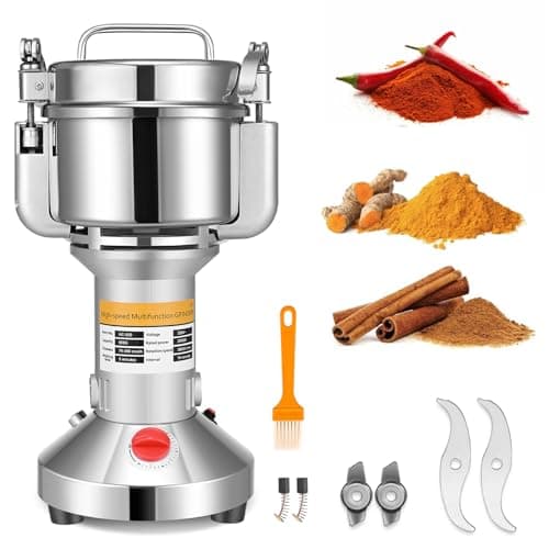 Image of Couleeur Electric Grinder for Kitchen,Stainless Steel Grain Spice Mill Grinder High Speed 2000W 36000 RPM for Nuts Cereals Spice Grain Herb Flour with Overload Protection,500g