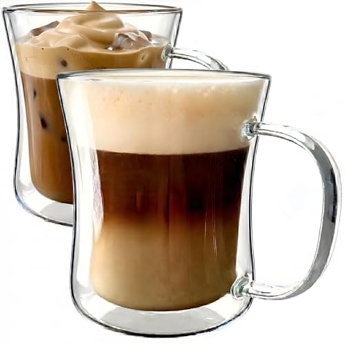 Image of MAMMOTH 2X 350ml Double Walled Borosilicate Glass Coffee Mugs – Heat Resistant Insulated Cups for Hot & Cold Drinks
