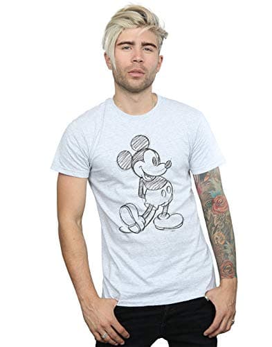 Image of Disney Men's Mickey Mouse Sketch Kick T-Shirt Sport Grey XXXXX-Large