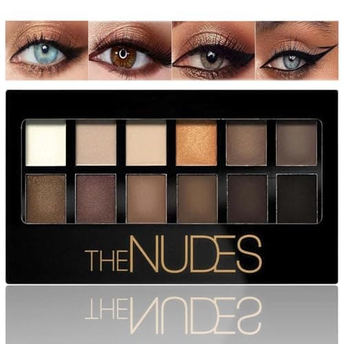 Image of Smoky Nude Eyeshadow Palette - 12 Pigmented Matte & Shimmer Brown Shades, Waterproof, Long-Lasting Makeup