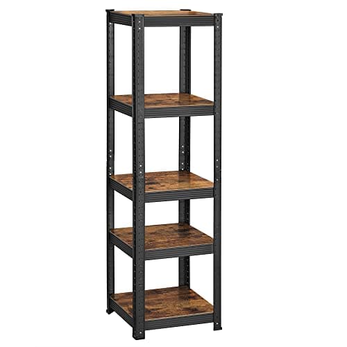 Image of SONGMICS Shelving Unit, 37 x 37 x 150 cm, 400 kg Load Capacity (80 kg per Shelf), Industrial, Adjustable Storage Shelves, for Living Room, Kitchen, Garage, Rustic Brown and Black GLR037B01