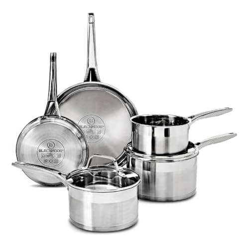 Image of Blackmoor 5-Piece Stainless Steel Pan Set/High Grade, PFAS-Free, Suitable for All Hob Types Including Induction and Oven Cooking/Pro Range 68249