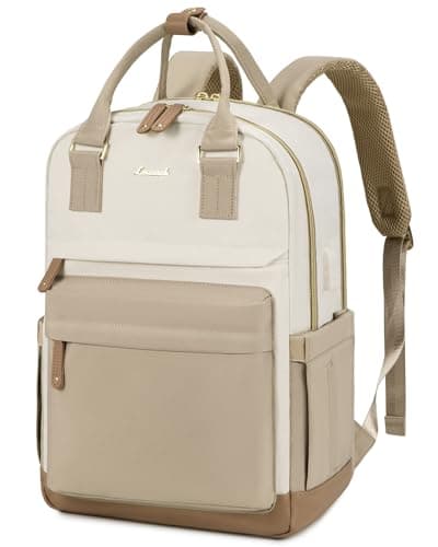Image of LOVEVOOK Backpack Womens, 15.6 Inch Laptop Travel Work Rucksack, Waterproof School Bag with USB Port, Anti Theft Ladies Computer Back Pack for Office Business College Uni, Khaki