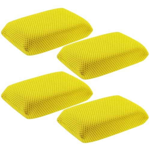 Image of 4 PCS Bug Remover Sponge, Car Cleaning Sponge for Bugs, Tar, Grime - Paint-Safe, Reusable Wash Sponges Kit (Yellow)