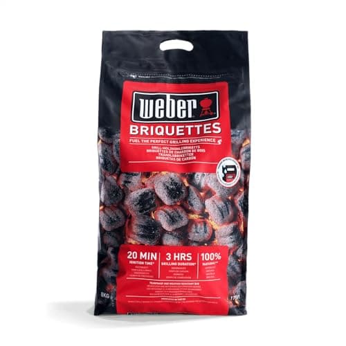 Image of Weber Grill Briquettes (8kg Bag), for Long and consistent Heat, Ideal for Longer Grilling of Grill Food, 100% Natural Wood, EU Product, sustainably sourced, FSC Certified (17591)