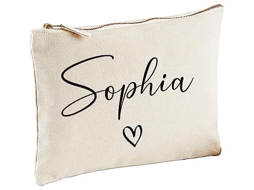 Image of D&T Personalised Canvas Accessory Case Gift,Customised Accessory Bag Appreciation Gift for Her-Gift for Him #W530#01 Natural M