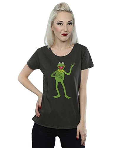 Image of Muppets Disney Women's The Classic Kermit T-Shirt Medium Light Graphite