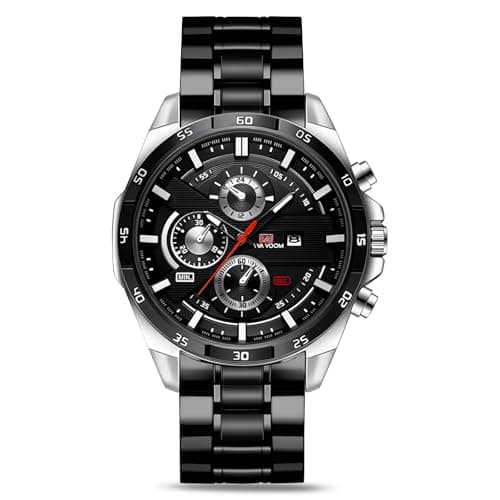 Image of OFFCUP Mens Watches, 50MM Stainless Steel Watch, Waterproof Analog Quartz Watch with Automatic Date, Business Casual Fashion Multi-Function Dial Men's Wrist Watches