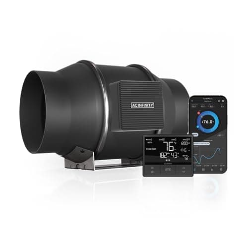 Image of AC Infinity CLOUDLINE PRO T6, Quiet 150mm Inline Duct Fan with Temperature Humidity VPD Controller WiFi Integrated App Control Ventilation Exhaust Fan for Heating Cooling Grow Tents Hydroponics 6-Inch