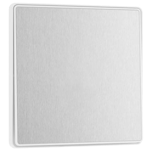 Image of BG Electrical Single Intermediate Wall Light Switch, Edge-to-Edge Rocker, Screwless Appearance, Round Edges, Evolve, Brushed Steel, 20A, 16AX, PCDBS13EW