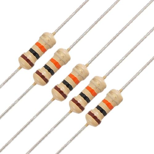 Image of sourcing map 1/4W 250V 10K Ohm Axial Lead Carbon Film Resistors 100pcs