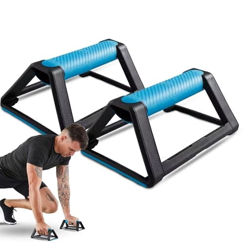 Image of Push Up Bar Flexões suporte de chão unissexo 500 – Ergonomic, Compact and Non-Slip for Maximum Performance Sem Dor (Blue)