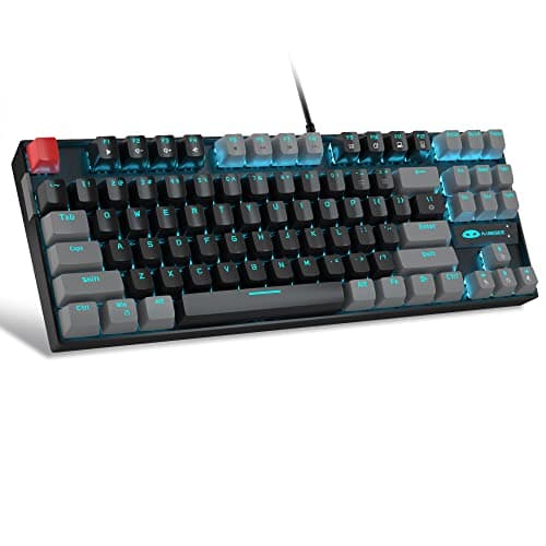 Image of MageGee 75% Mechanical Gaming Keyboard, Red Switch, LED Blue Backlit, 87 Keys Compact TKL Wired Computer Keyboards for Windows Laptop PC Gamer - Black/Grey