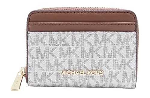 Image of Michael Kors Jet Set Travel Medium Zip Around Card Case Vanilla